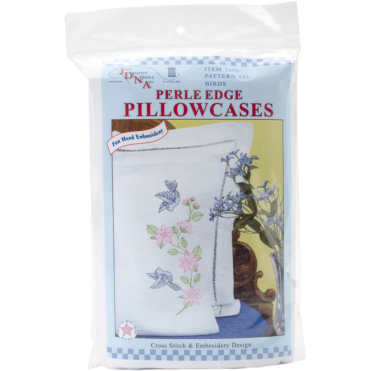 Jack Dempsey Stamped Pillowcases W/White Perle Edge 2/Pkg-Birds